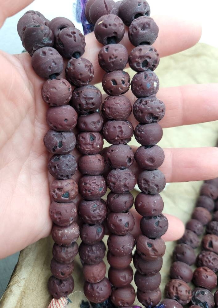 Himalayan Glass Beads / Rustic Beads Antique Accent 15 Beads or 20 Beads Choose Option / Jewelry Supplies / Ethnic / Tribal