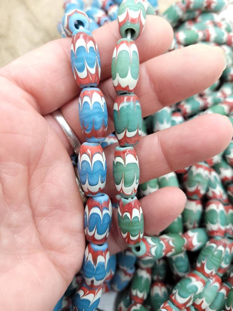 Chevron Style Glass Beads 19mm x 10mm, Choose The Color Option, Jewelry Making Supplies, Indonesian Lampwork.
