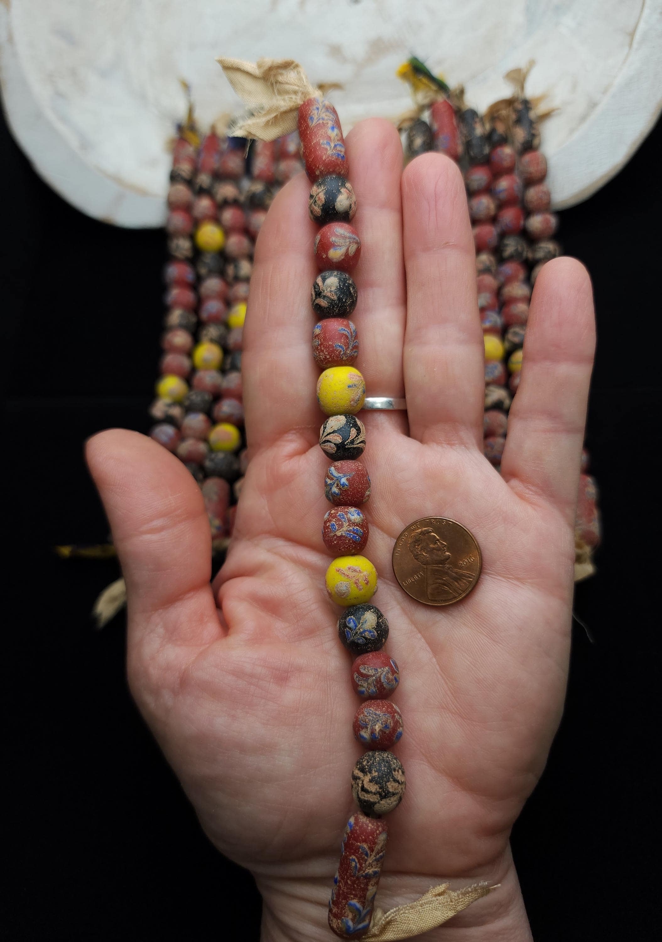 Unusual Vintage Glass Beads From Indonesia, Strand 15 Beads 9-23mm, Craft Jewelry Making Supplies.