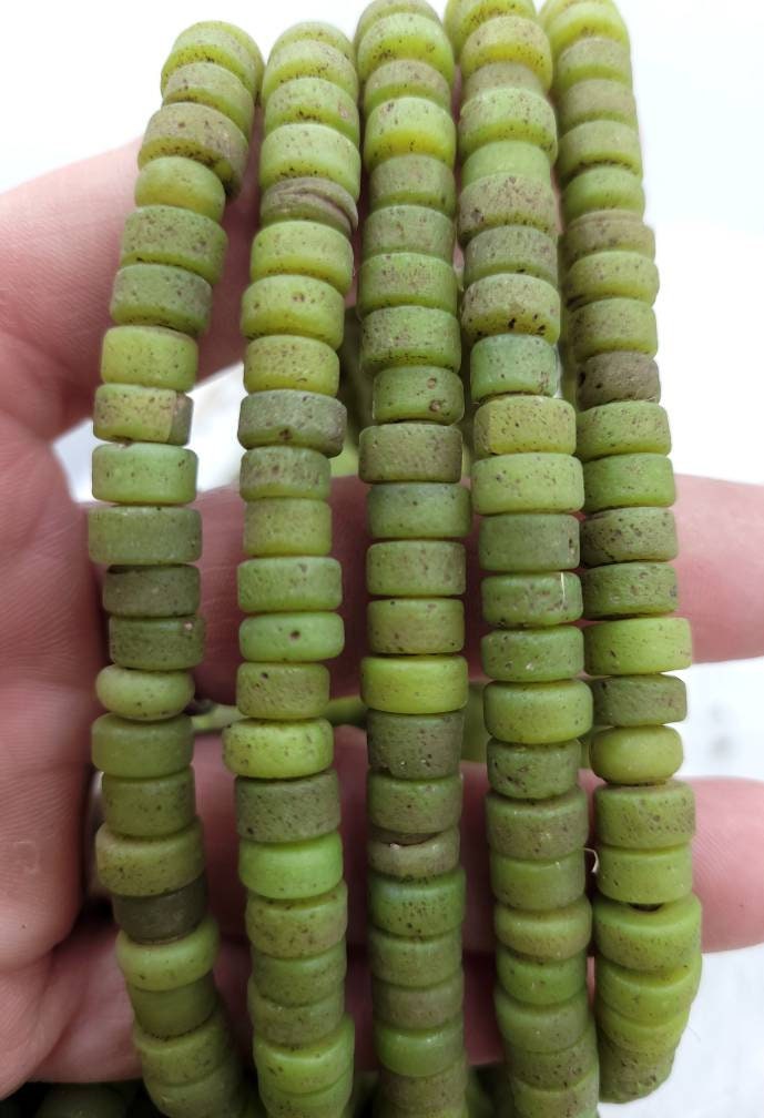 Glass Beads With Antique Rustic Handmade Artisan Thailand / 8mm 10"Long Strand, Indonesia, Indonesia, Tribal, Ethnic,  Jewelry Supplies.