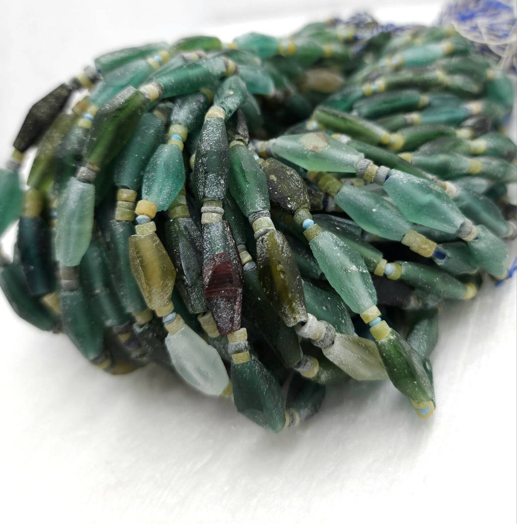 100% Genuine Ancient Roman Glass / Roman Glass Diamond-Shaped Beads Long 12mm -20mm + / Afghan Beads / Jewelry Making Supplies.