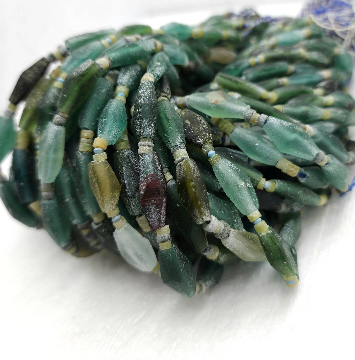 100% Genuine Ancient Roman Glass / Roman Glass Diamond-Shaped Beads Long 12mm -20mm + / Afghan Beads / Jewelry Making Supplies.