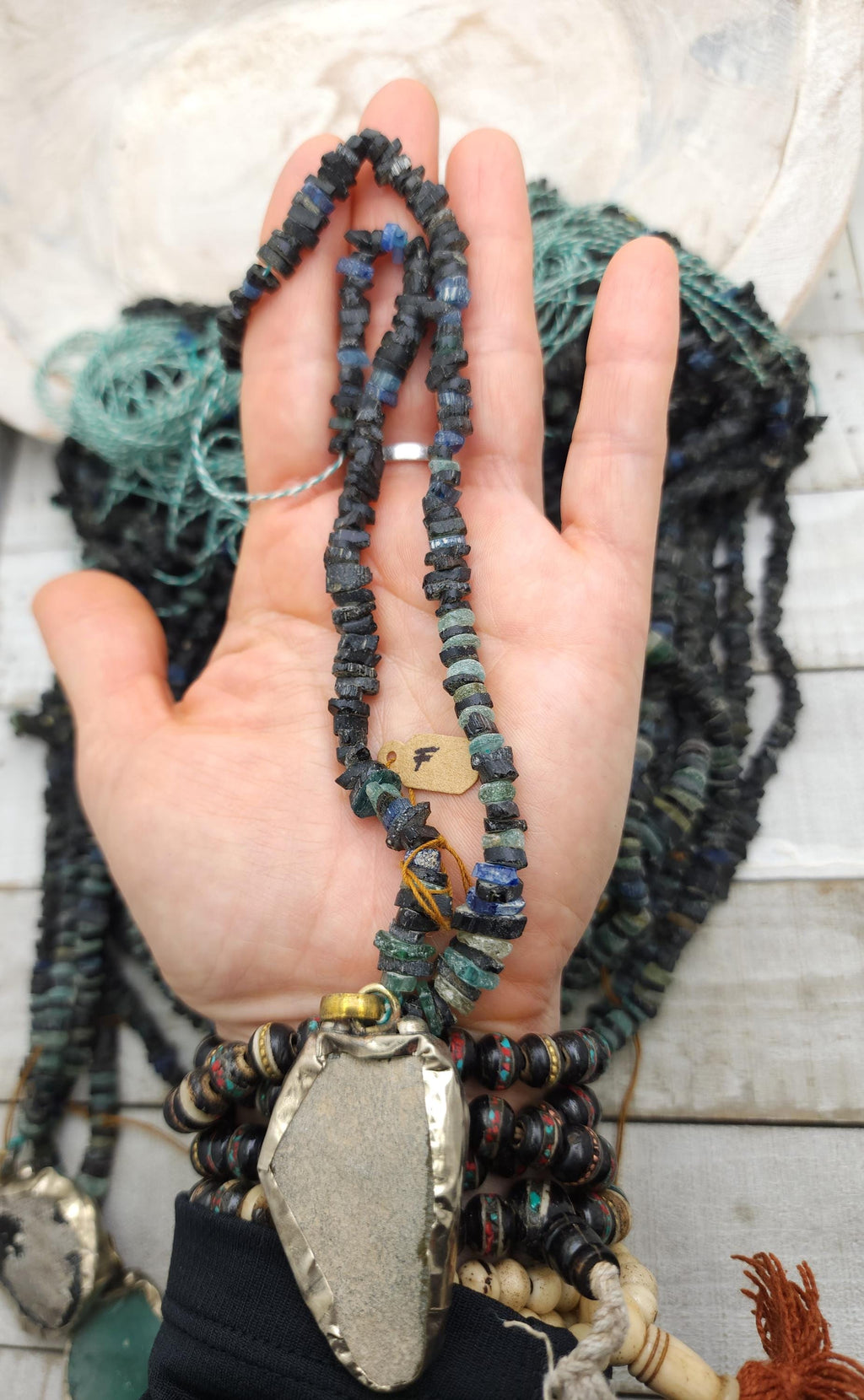 Unusual Dark Beads of Ancient Rome, Rustic Beads, Afghan Jewelry, Large Roman glass pendant, Strand 14-15" 4-10mm, Jewelry Supplies