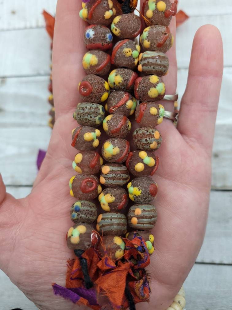 Lampwork beads Made By Thai Artisan Hands 12-14mm x 10-11mm Strand With 10 Beads / Indonesian Beads / Jewelry Supplies.