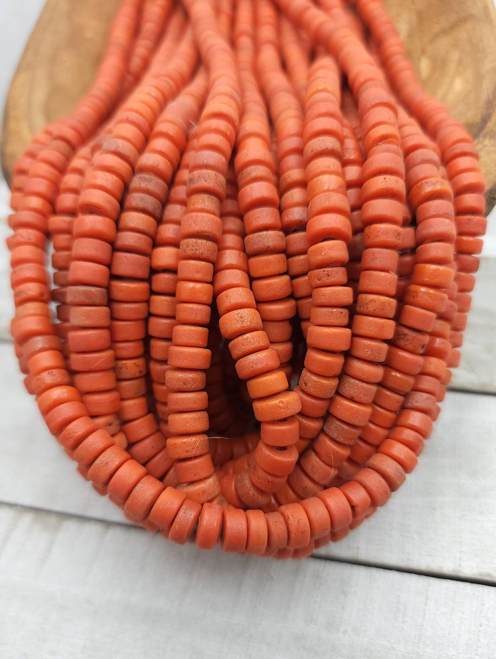 Beautiful Orange Beads Handmade By Indonesian Artisans 8mm Strand 10" / Java / Rustic Beads / Glass Beads / Jewelry Supplies.