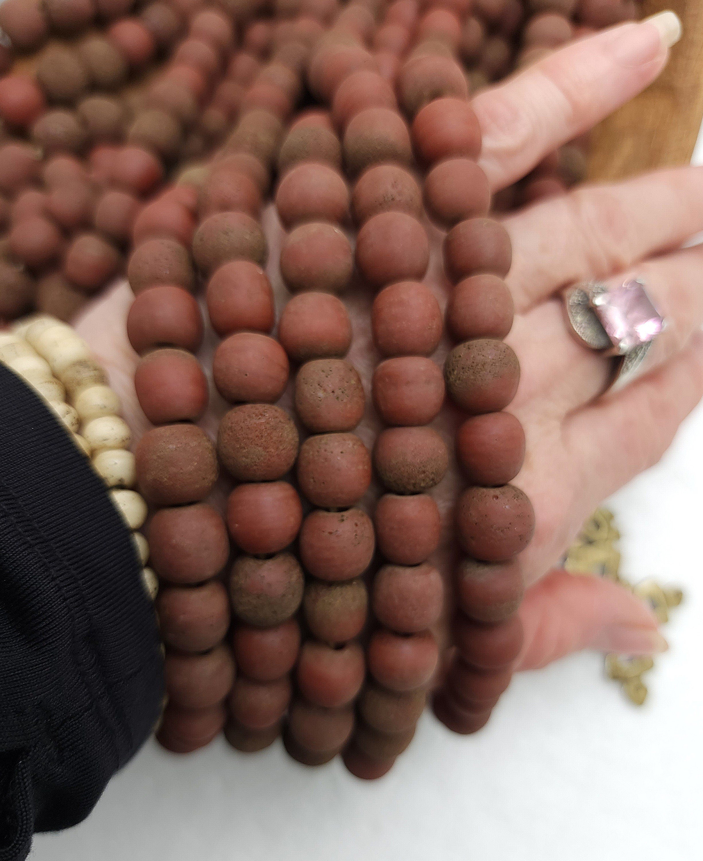 Rustic Rough Porous Glass Beads 10-11 × 9-11mm Hole 4-6mm, Choose Full Strand 17"+ Inches or Half Strand, Jewelry Making Supplies.