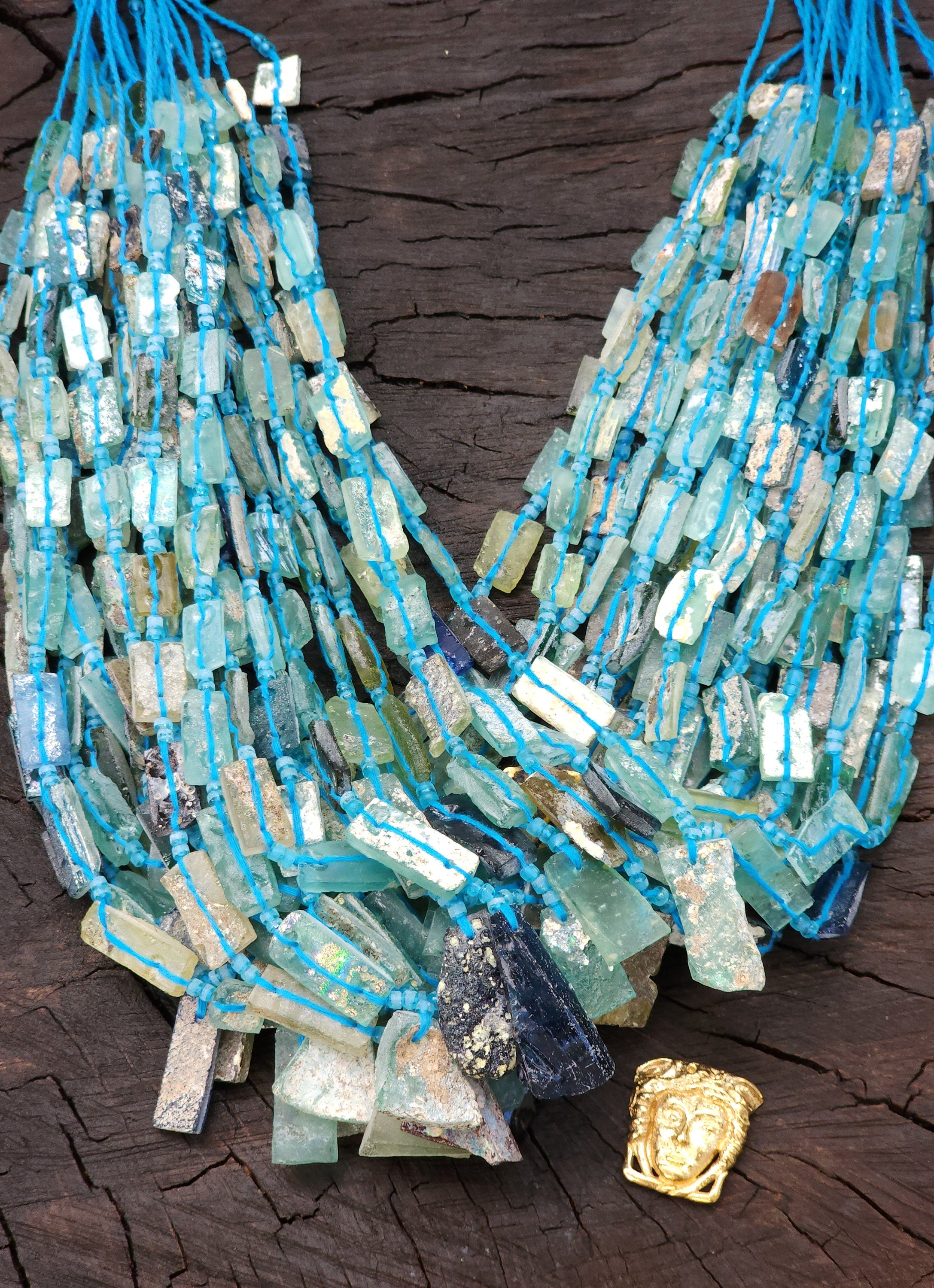 Strand 15" Roman Glass Beads From Ancient Rome Lots Of Patina The Glass Speaks For Itself Of Its Age Over 2,000 Years Old, Jewelry Supplies