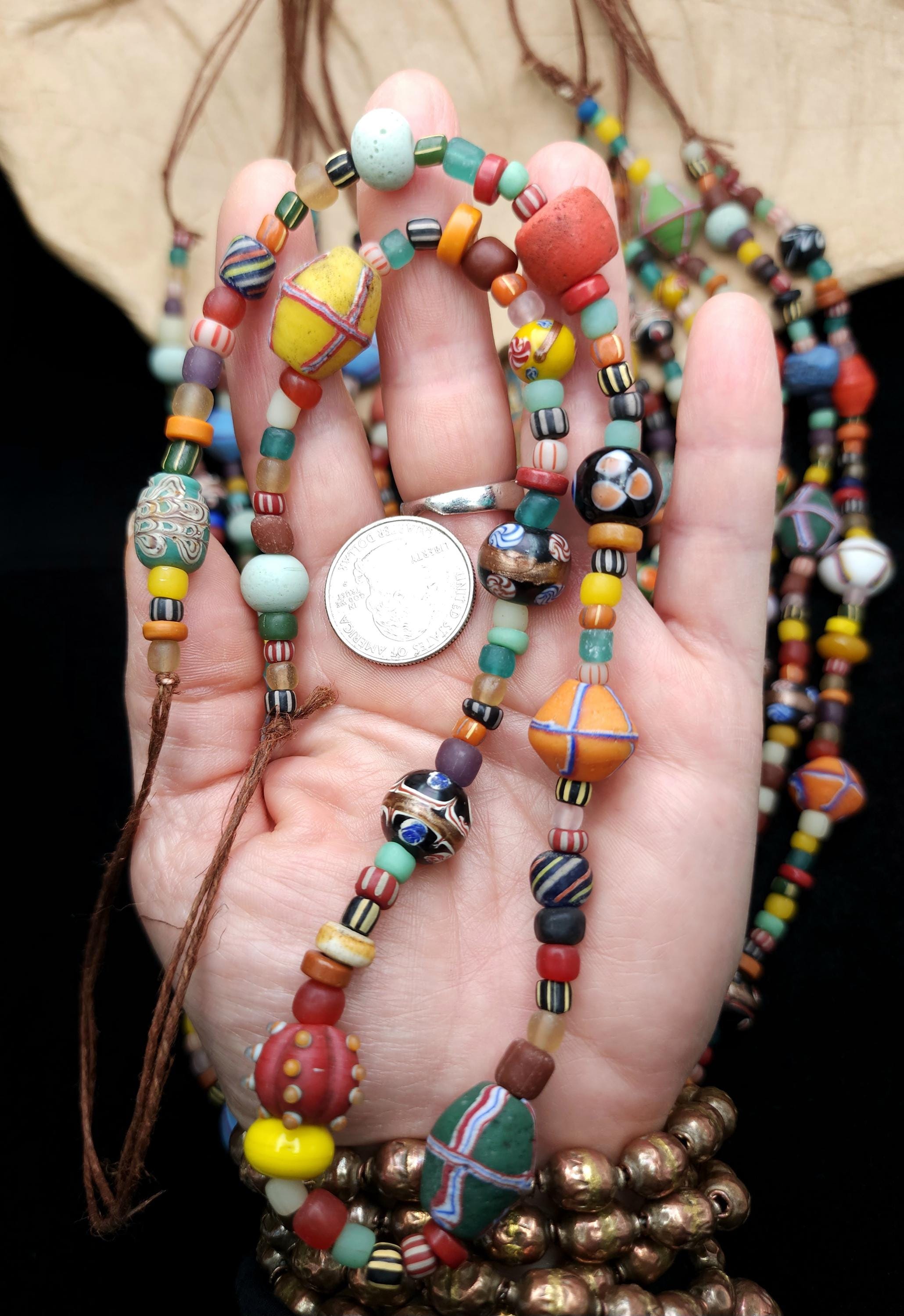 Large Variety of Funny Indonesian Beads and Colorful Beads, Full Strand 17-18" 6-25mm, Jewelry Making Supplies, Java, Indonesia, Thai Beads.