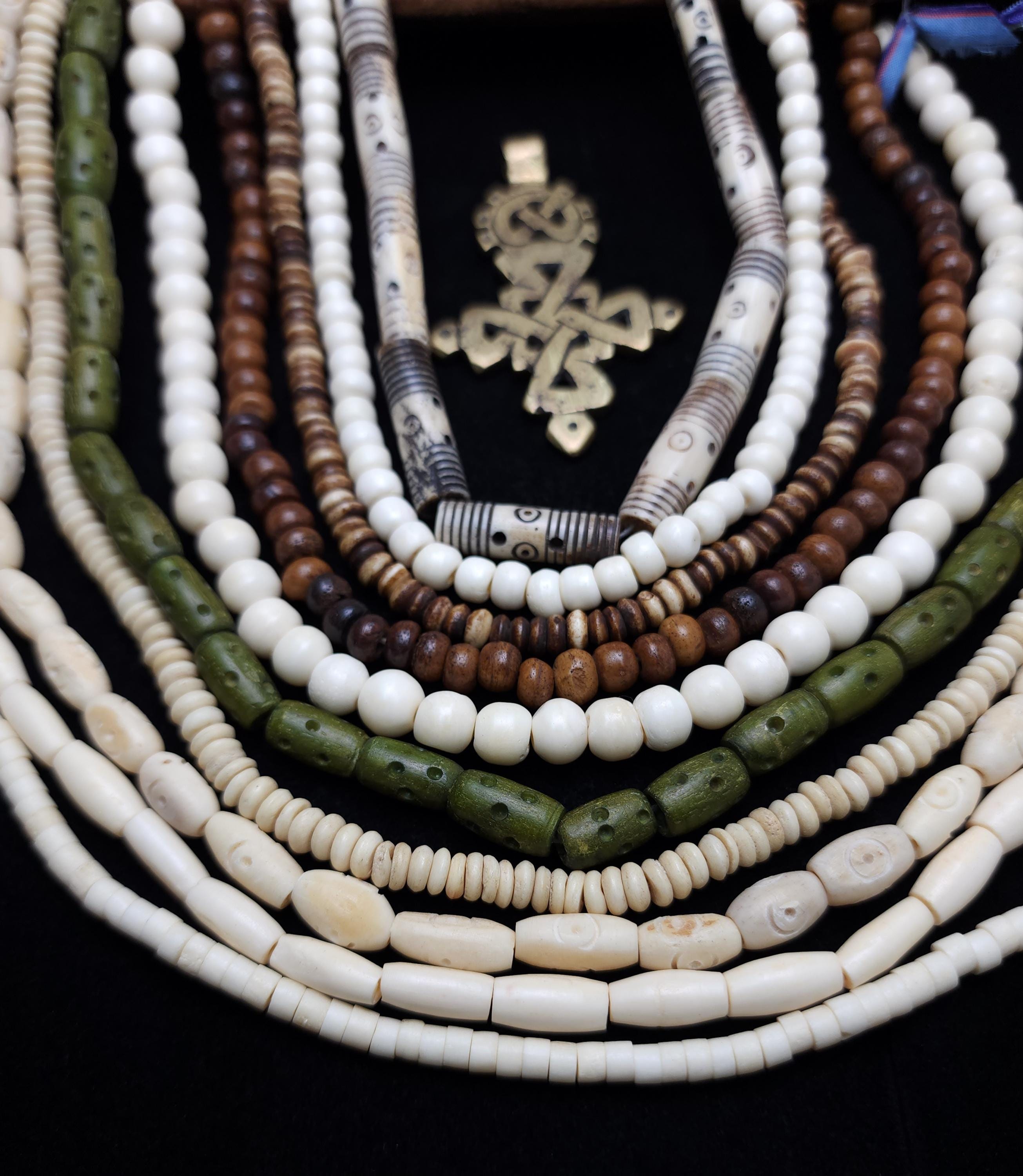 Lot of 10 Full Strands 14-16" Long / Buffalo Bone Beads / Assorted Natural Bone Beads 4-9mmx 3-26mm / Wholesale / Jewelry Making / Crafts /