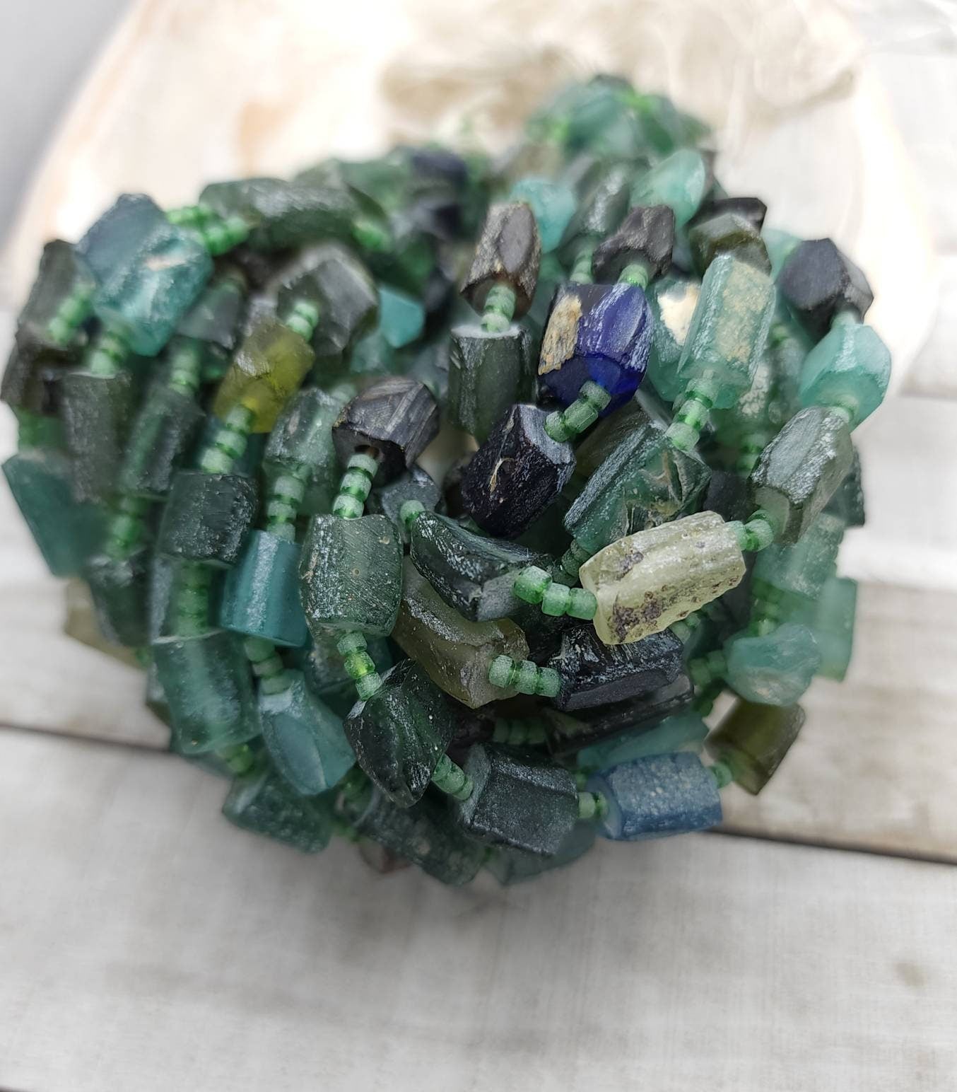 Genuine Ancient Roman Glass, Old Roman Glass, Found Roman Glass Beads Strand 15" 8-15mm+ Wholesale, Jewelry Making Supplies.