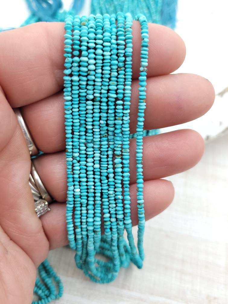 Beautiful Turquoise Beads 100% Natural Genuine Saucer Shaped Strand 14-15" 300+ Beads 2mm+ Or 1.5mm / Jewelry Supplies / Afghan Beads