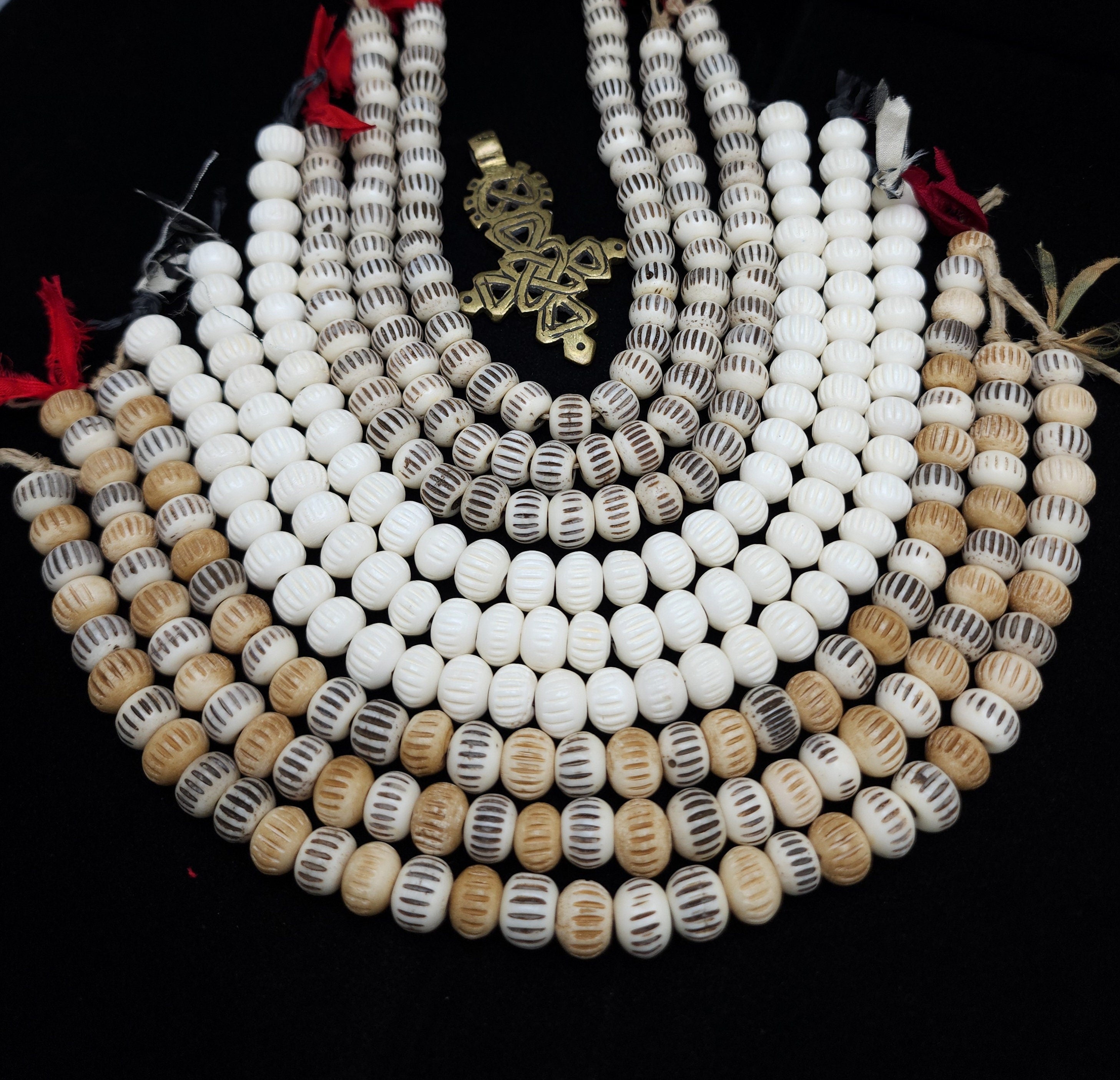 Bone Beads Strand 10" Inches 32-34 Beads, Option To Choose, Tibetan Rosary, Jewelry Making Supplies, Craft.