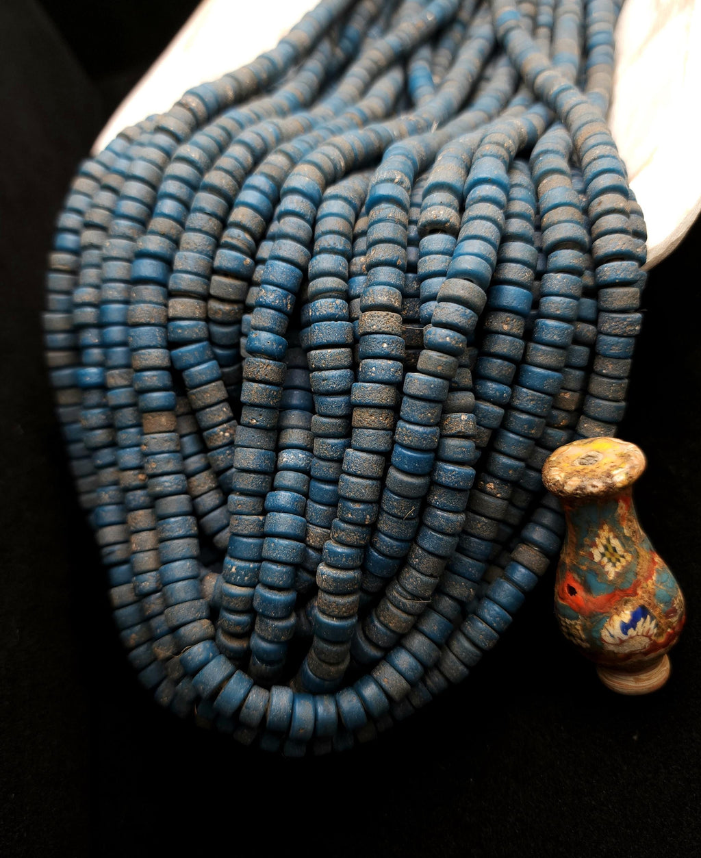 Glass Beads With Rustic Accent 6-8mm 10" Long Strand / Handmade Beads/ Heishi / Java Indonesia  Beads / Jewelry Making Supplies / Craft.