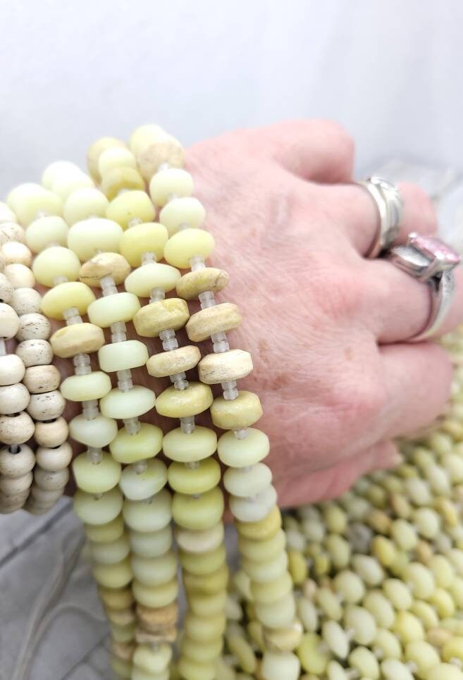 Natural Lemon Calcite Not Dyed/Genuine Calcite Disc Beads From Afghanistan / Choose Strand Length 7 "Or 14" 9-10mm x 4-5mm/Jewelry Supplies.