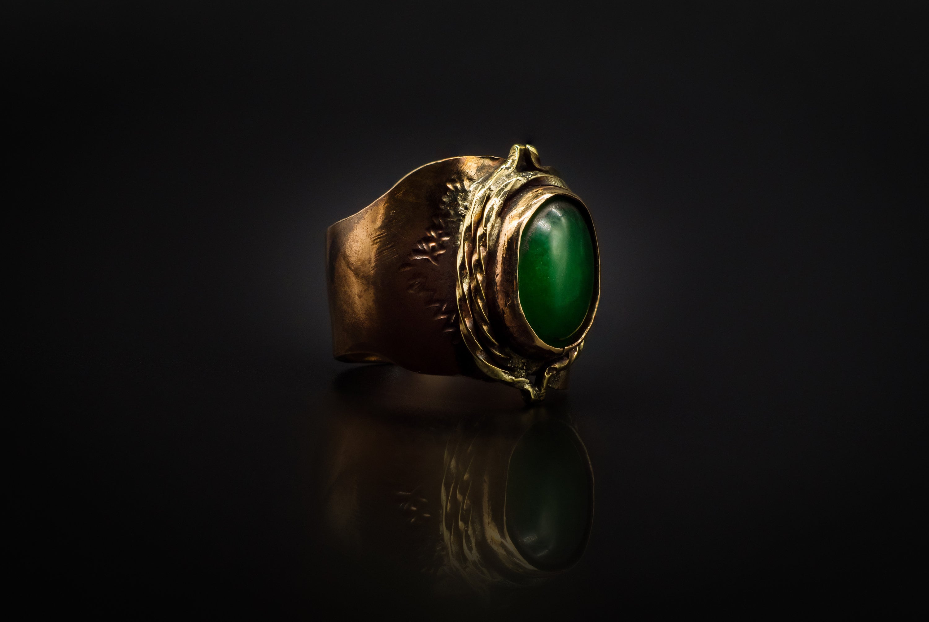 Size 10 Bronze Ring | Brass | Green Aventurine.