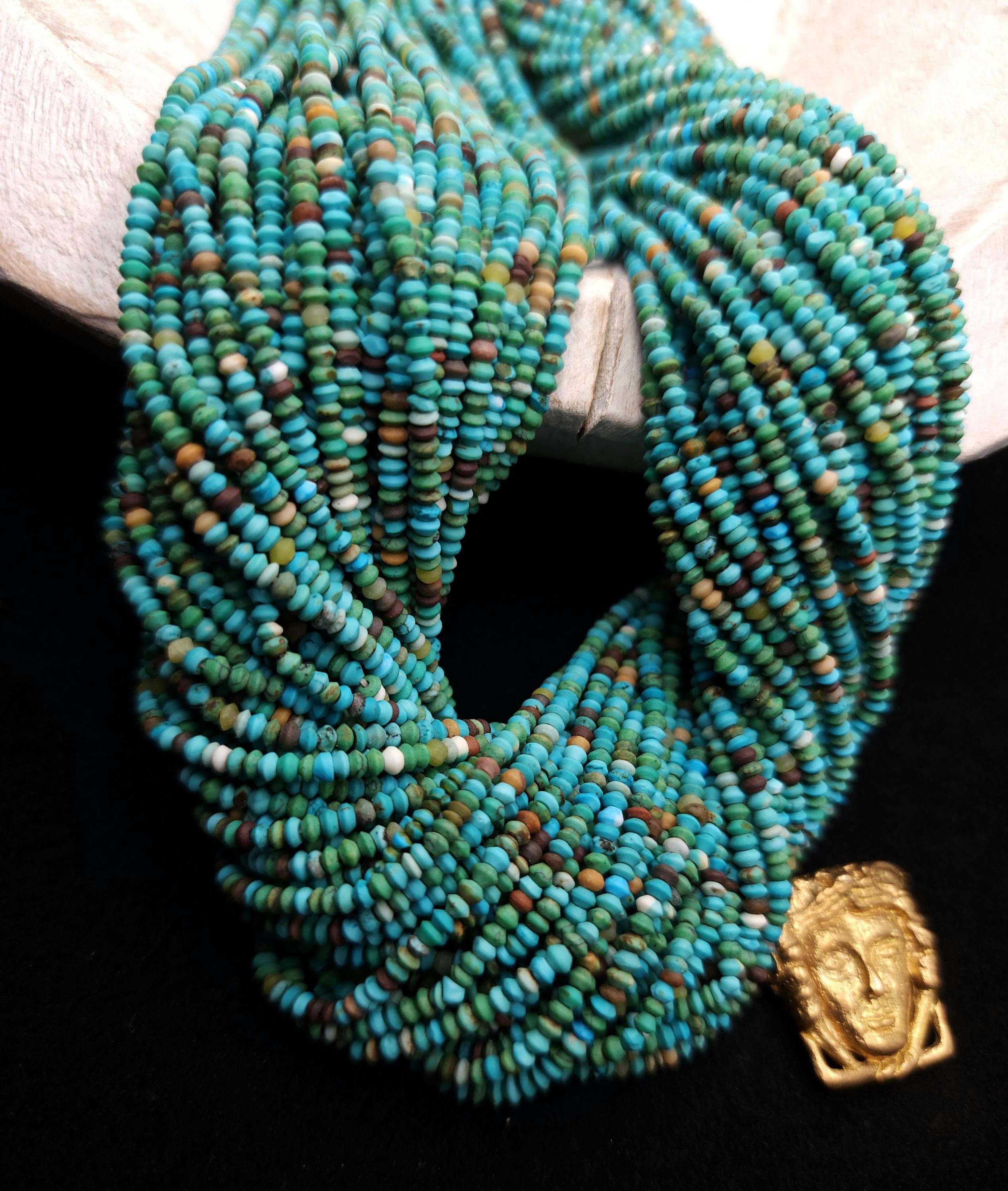 Turquoise Genuine Small Saucer Beads From Afghanistan, Strand 14"+[248] 2.5mm, Healing Stones, Heishi Beads, Natural Beads, Jewelry Supplies