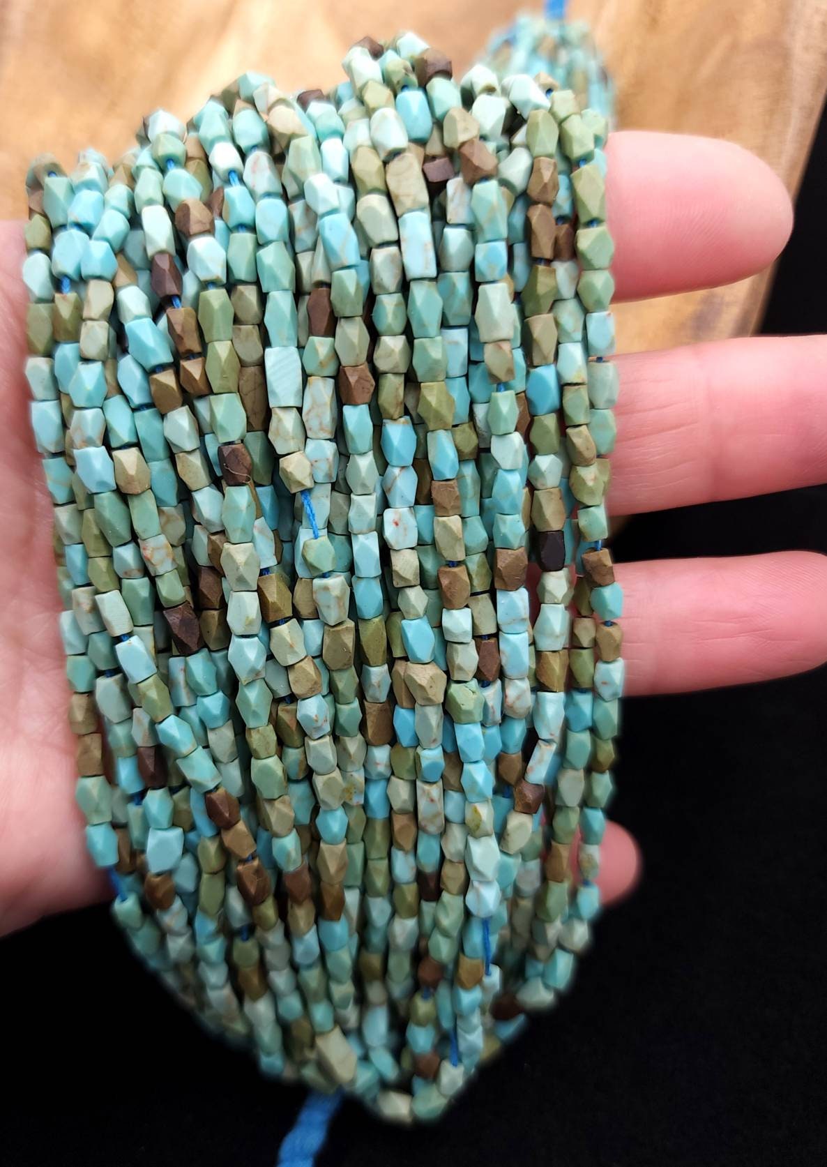 Green Turquoise Stone Beads From Afghanistan / Howlite Turquoise Stone Long Strand 15"+  / 4-6mm x 3mm / Jewelry Supplies.
