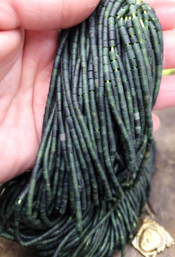 Heishi Natural Tube Shaped  Jade Beads Strand 12-13" Option to Choose 1.5-2mm or 2-3mm / Natual Beads Jade Afghanistan / Jewelry Supplies.