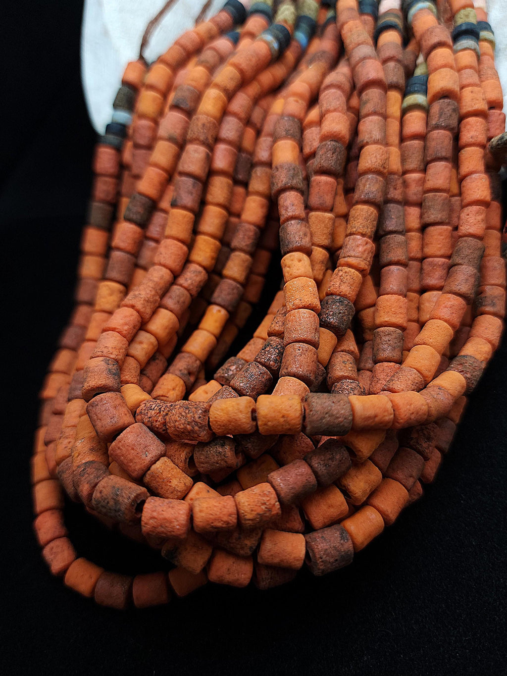 Rustic Porous Glass Tubular Beads 9-10 x 7-8 mm Full Strand 14-15", Red Orange Beads From Java Indonesia,  Jewelry Making Supplies, Craft.