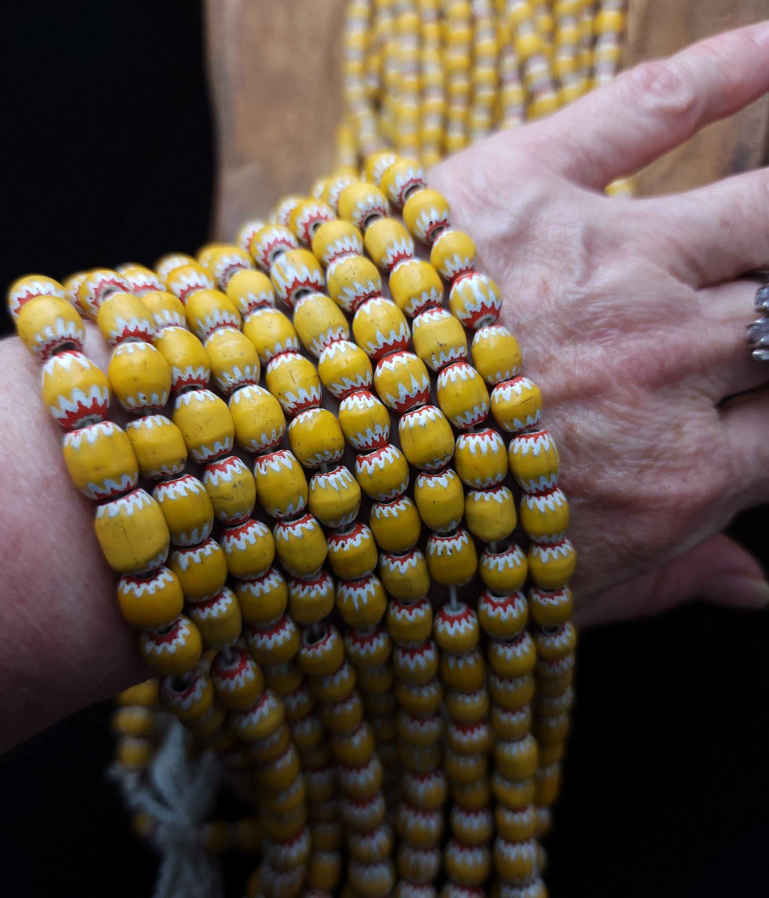 Multilayer Chevron Beads From Java Indonesia, 7-10mm x 7-9mm Choose Full Strand 21" + Inches [66-70 Beads], Vintage, Jewelry Supplies
