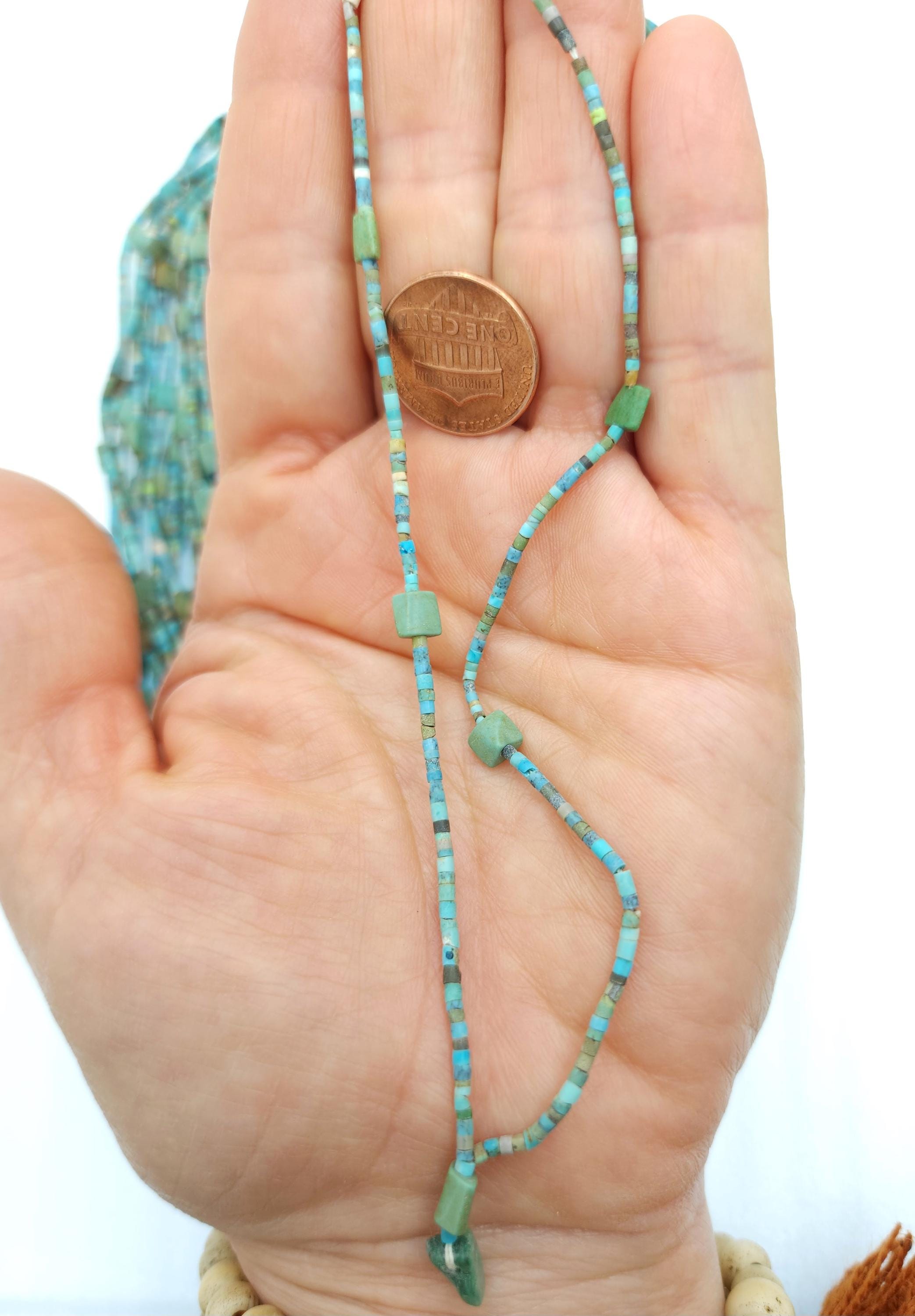 Genuine Afghan Turquoise 14" Strand 1.5-6mm, Natural Antique Beads, Semi-Precious Stone for Jewelry, Heishi Beads, Ethnic Craft Supplies