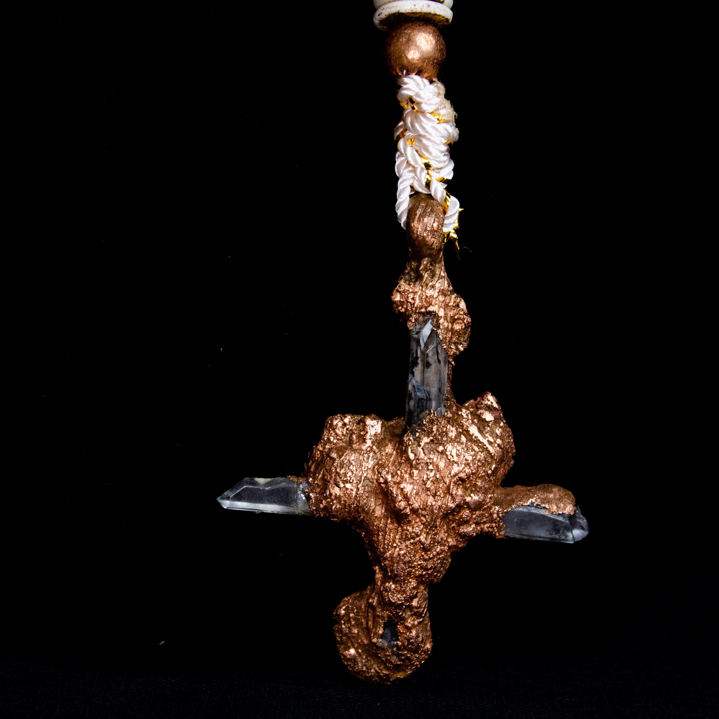 Miracle | Necklace | Copper | Electroformed | Silk | Quartz | Bone