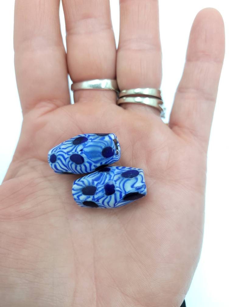 Beautiful And Ancient Indonesian Beads Millefiore From East Java /Jewelry Supplies / Old Stock Hard To Find.