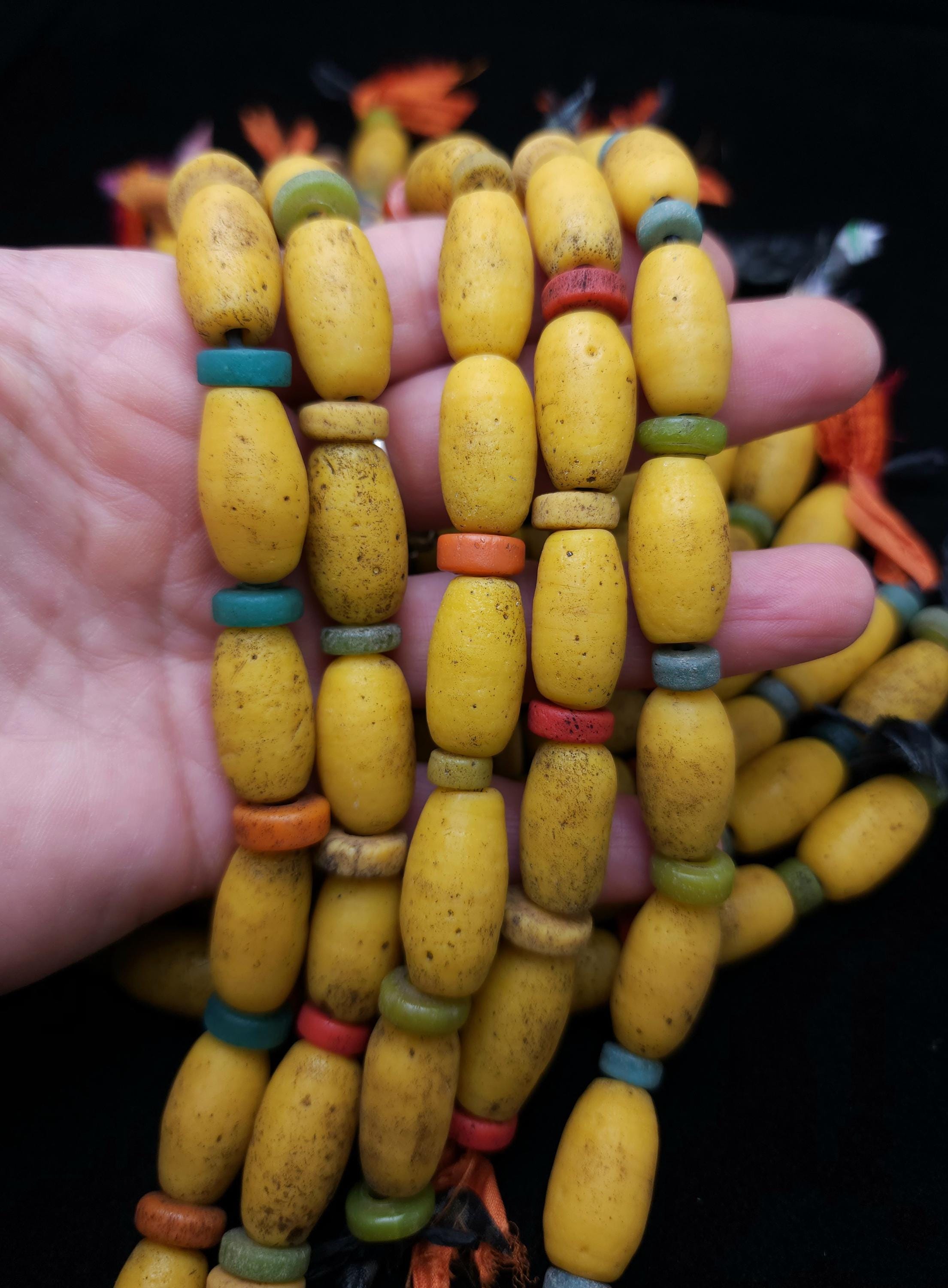 Vintage Glass Beads for Making Jewelry, Beads From Indonesia, Strand With 8 Large Beads 19-21mm, Tribal, Ethnic, Rustic Beads.