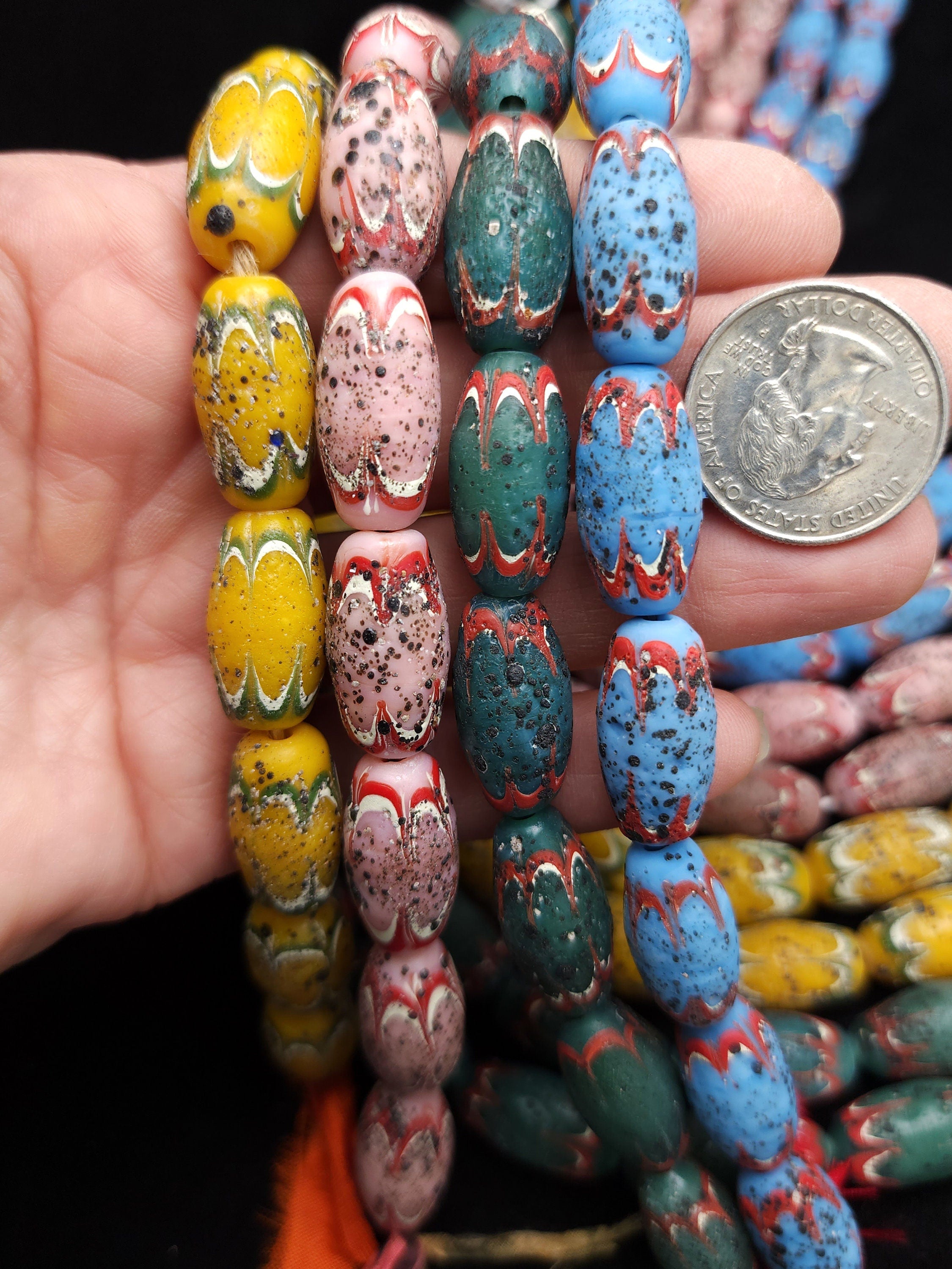 Rustic Chevron Style Beads, Handcrafted From Thailand, 8 Beads  22-23x11mm, Unusual Beads, Lampwork Beads, Jewelry Making Supplies,  Craft.