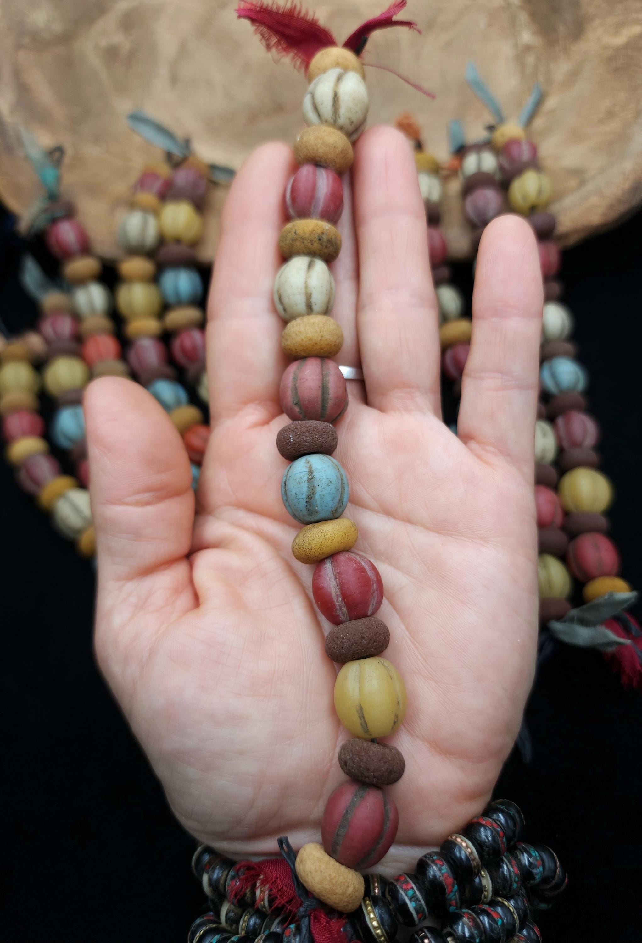 Old Pumpkin Beads, 17 Variable Beads 13-14mm x 7-15mm, Melon Beads, Indonesian, Thailand, Lampwork Beads, Jewelry Making Supplies, Craft.