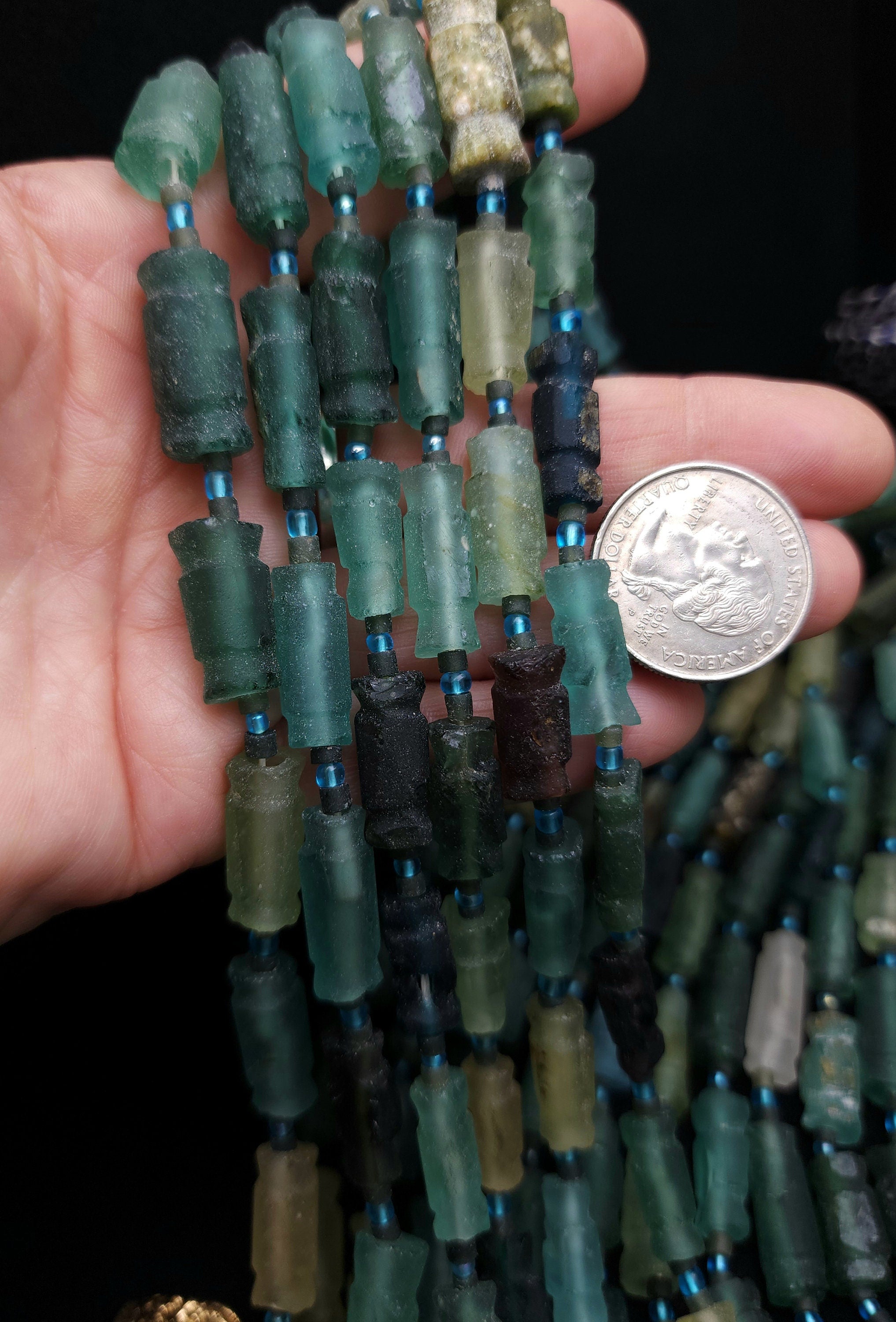 Ancient Roman Glass / Old Roman Glass / Genuine Roman Glass Beads / Found Roman Glass Beads / 14-15" Strand / Jewelry Supplies.