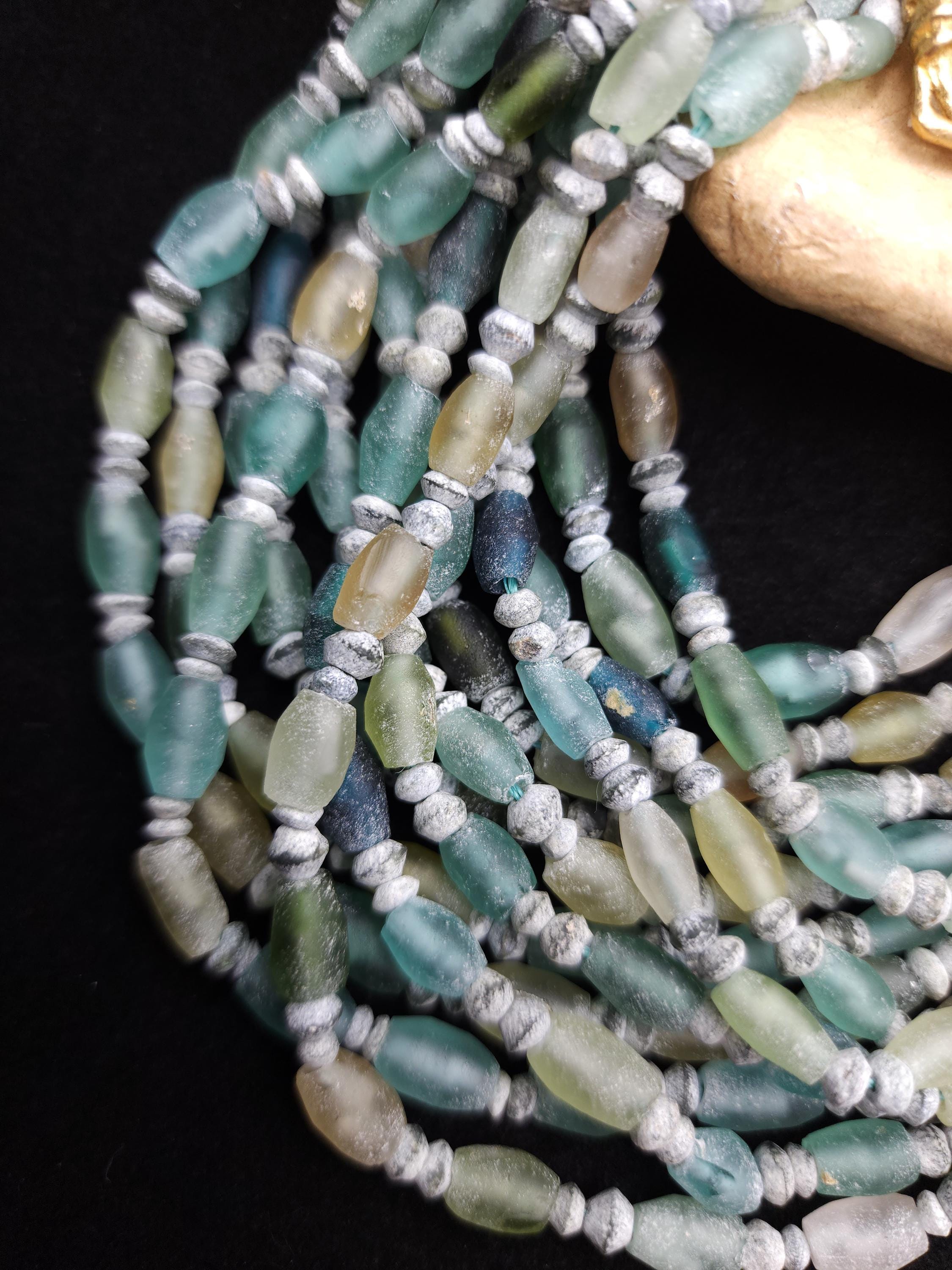 Ancient Roman Glass Full Strand 14" 7-10mm / Genuine Roman Glass Beads / Found Roman Glass Beads From Afghanistan / Jewelry Supplies.