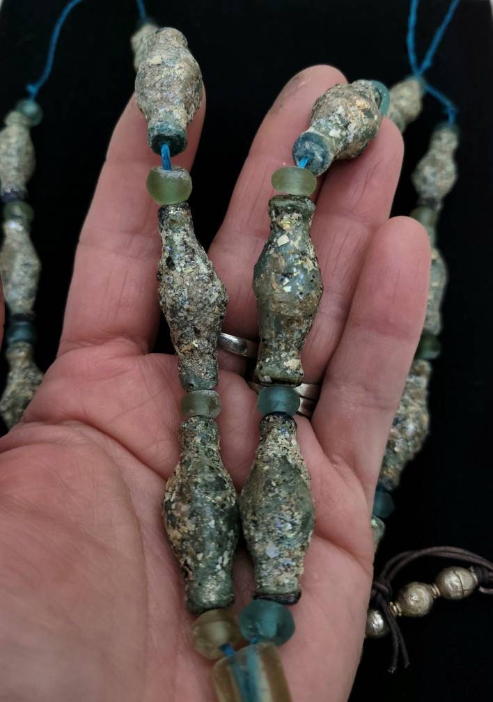 Very Old Roman Glass / Price For a Single Piece /Discovered By Excavation In The Sahara / Jewelry Supplies / Hard to find.