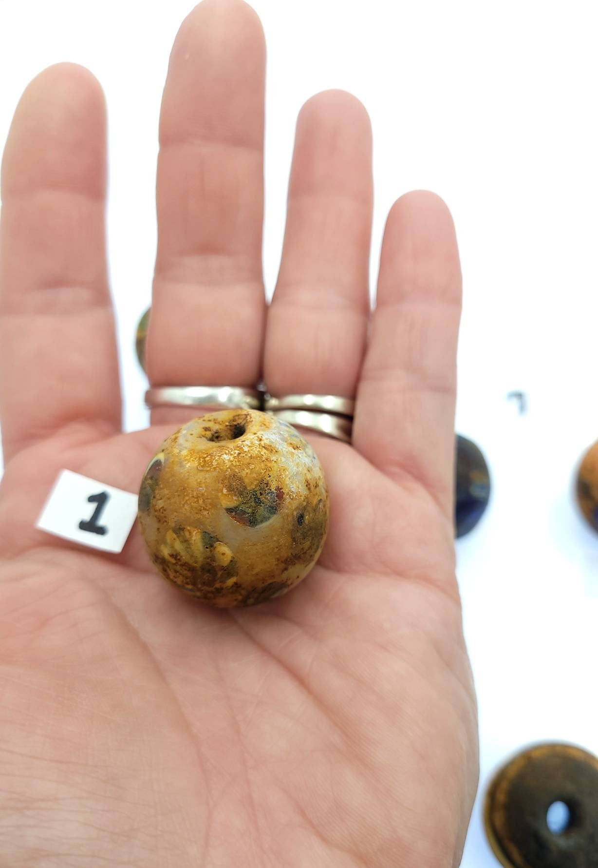 Ancient Indonesian Beads Millefiore From East Java, Jewelry Making Supplies, Hard To Find, Vintage.