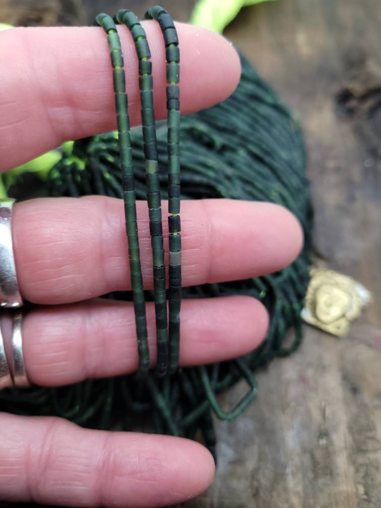Heishi Natural Tube Shaped  Jade Beads Strand 12-13" Option to Choose 1.5-2mm or 2-3mm / Natual Beads Jade Afghanistan / Jewelry Supplies.
