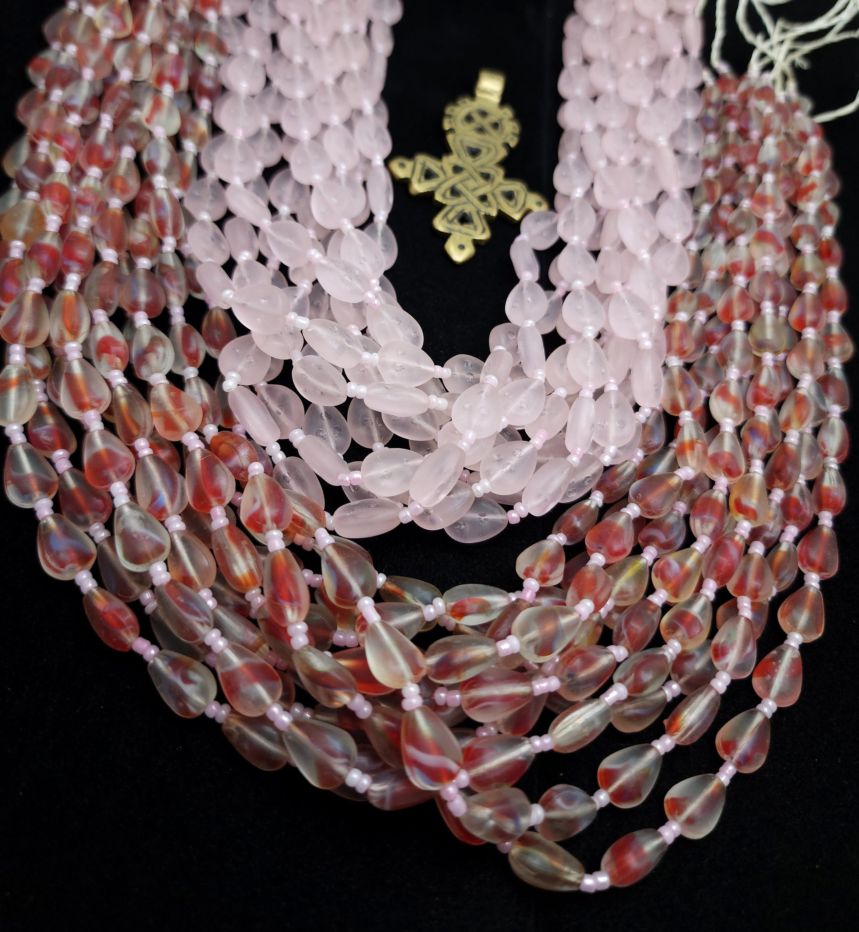 Glass Beads From AfghanistanStrand 17" 10-11mm / Jewelry Supplies / Egyptian Style Beads / Opaque Glass Beads / Jewelry Supplies.