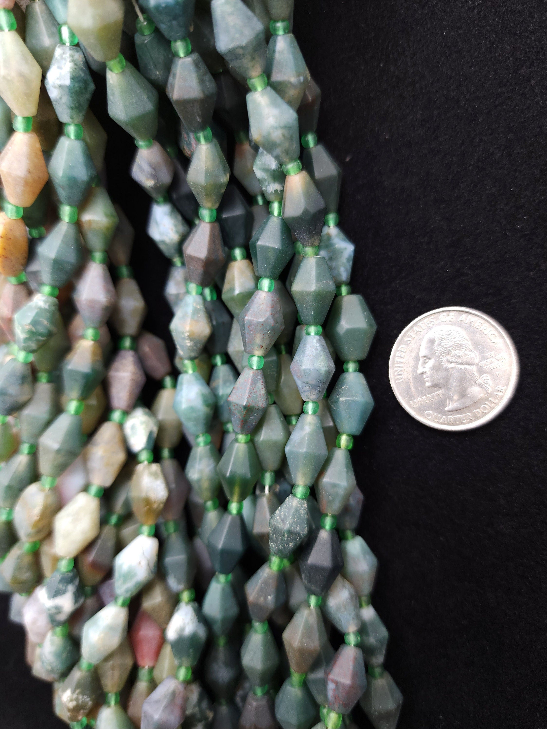 Bicone Agate Beads 12-13mm Strand 15-16" Inches Option to Choose Variable or Green Agate, Afghan Vintage Beads, Jewelry Making Supplies.