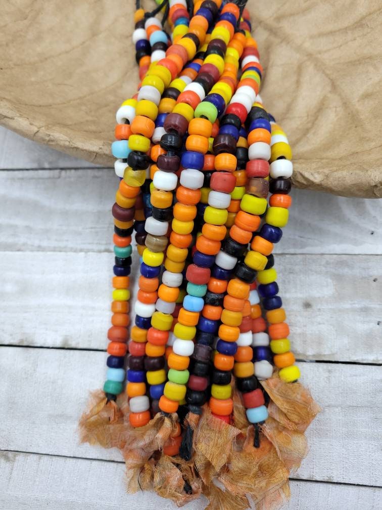 Glass Crow Beads Opaque Striking Colors  Variable Color Strand With 35 Beads 6mm x 9mm /  Pony Glass Beads / Jewelry Supplies