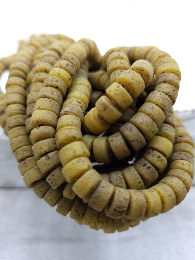 Beautiful Beads With Antique Rustic Handmade Artisan Thailand/ 8mm 10"Long Strand/Indonesia/Java/Boho/Tribal/Jewelry Supplies.