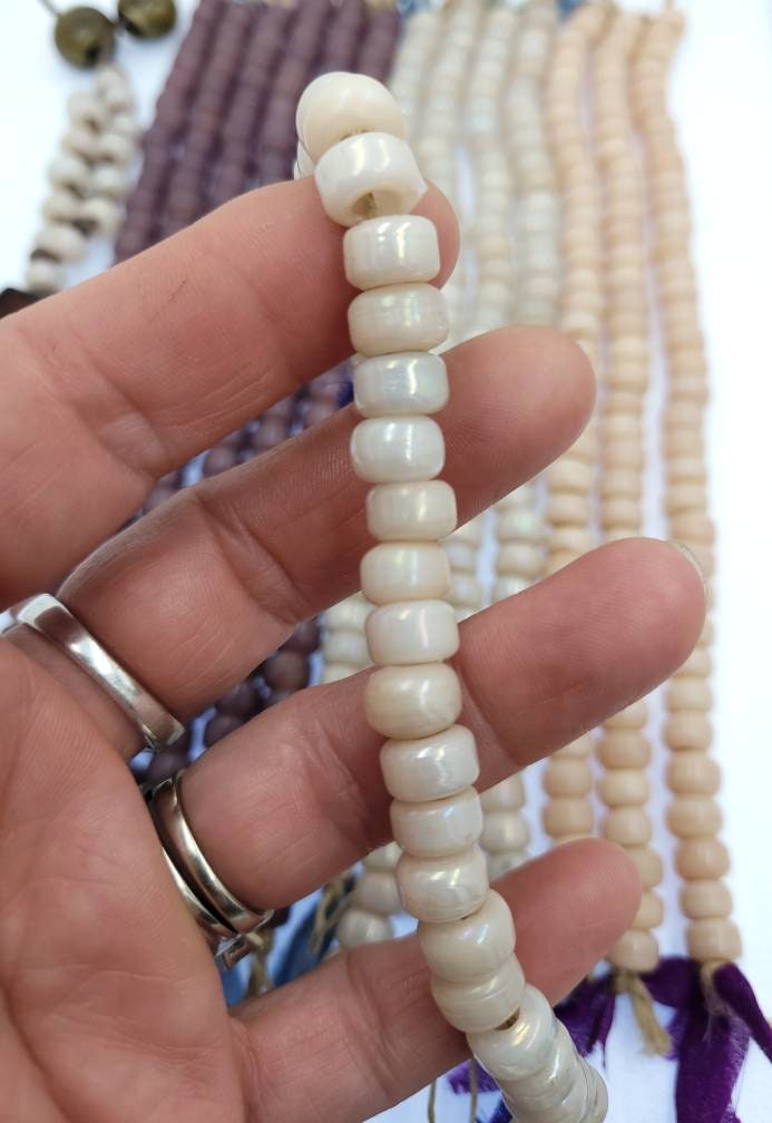 Beautiful High Quality 6x9mm Pony Beads Choose Champagne Beige-Pale Pink-Purple Opal 8" Strand, Jewelry Supplies, Tribal, Navajo, Etnico.