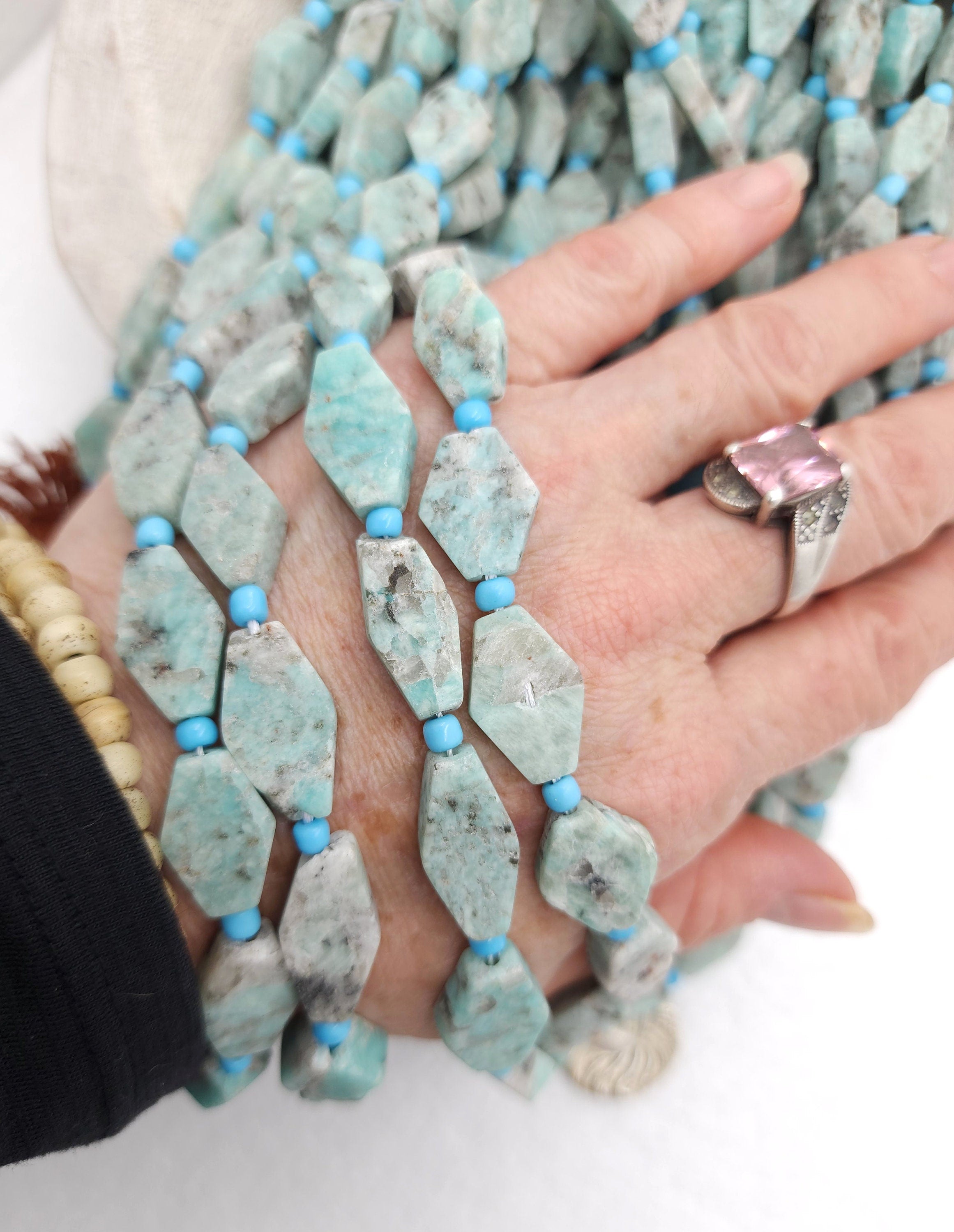 Vintage Amazonite Afghani Beads, Beads Excavated From Afghanistan, Genuine Amazonite Rough Cut, Jewelry Making Beads, Strand 17-18" 14-23mm