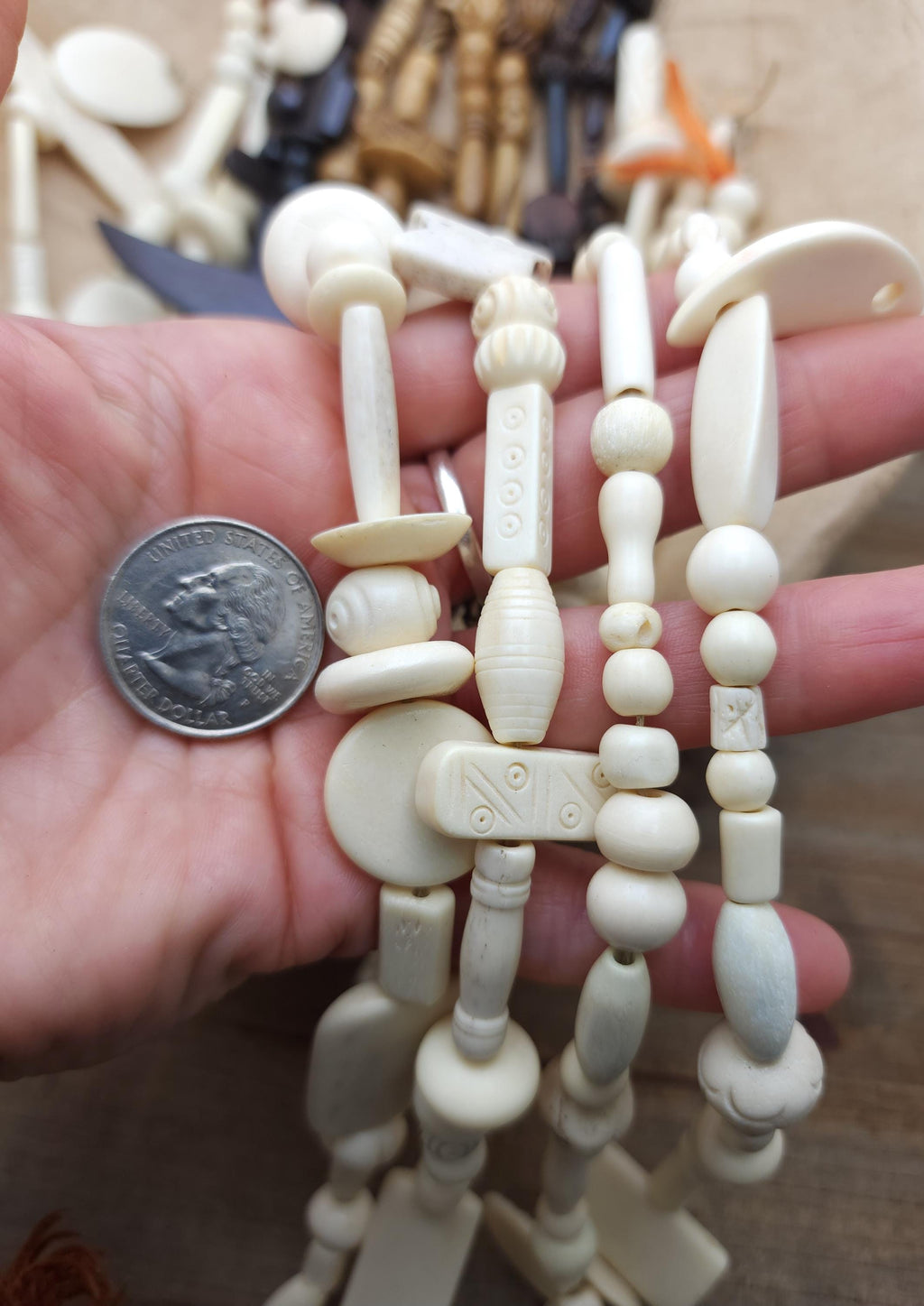 Beautiful Bone Beads Without Animal Suffering /Strand 14" 6-25mm Variety to Choose / Vintage Boho Navajo Tribal  Ethnic / Jewelry Supplies