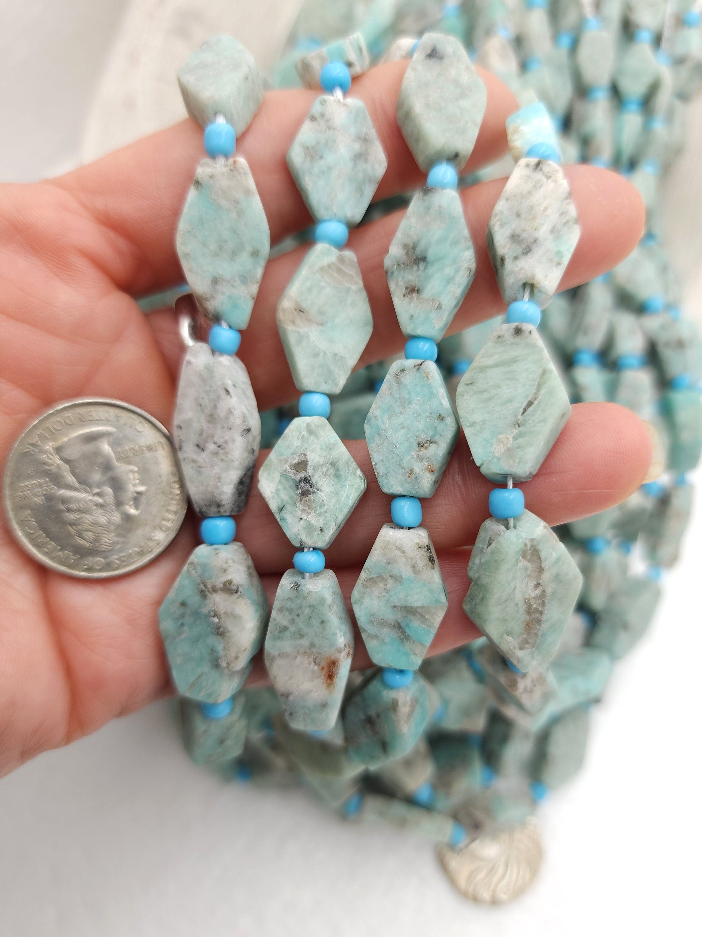 Vintage Amazonite Afghani Beads, Beads Excavated From Afghanistan, Genuine Amazonite Rough Cut, Jewelry Making Beads, Strand 17-18" 14-23mm