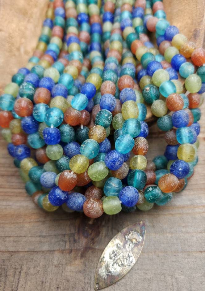 Java Translucent Glass Beads With Rustic Accent 9-10mm Choose Full Strand 21"+  Long 48+ Beads or Half Strand 11"+ [24+] / Indonesian Beads