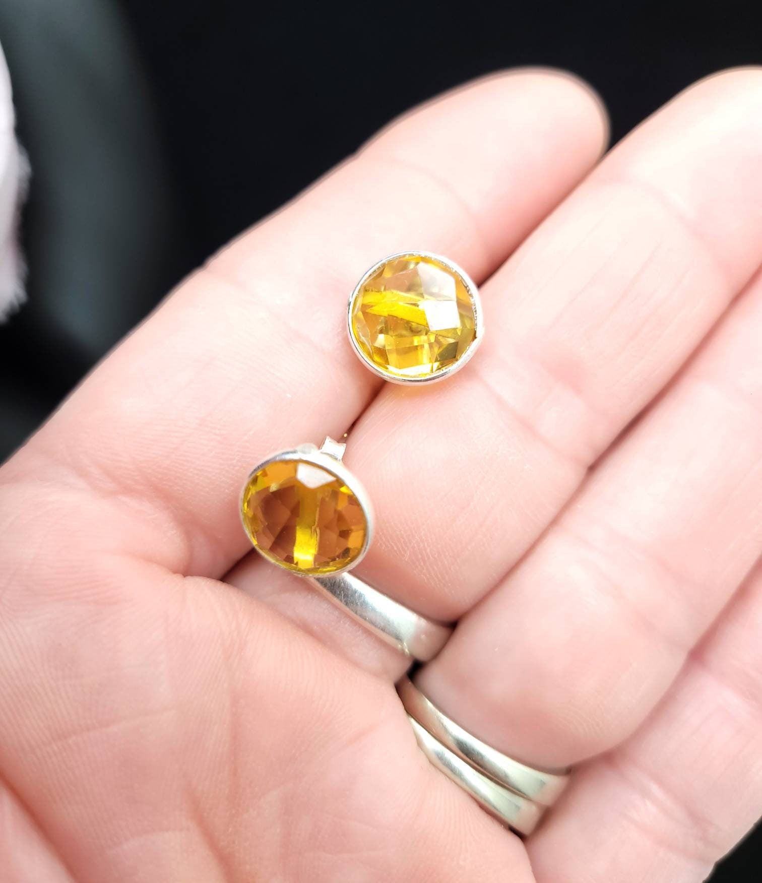 Beautiful Yellow Citrine Authentic 925 Silver Earrings.