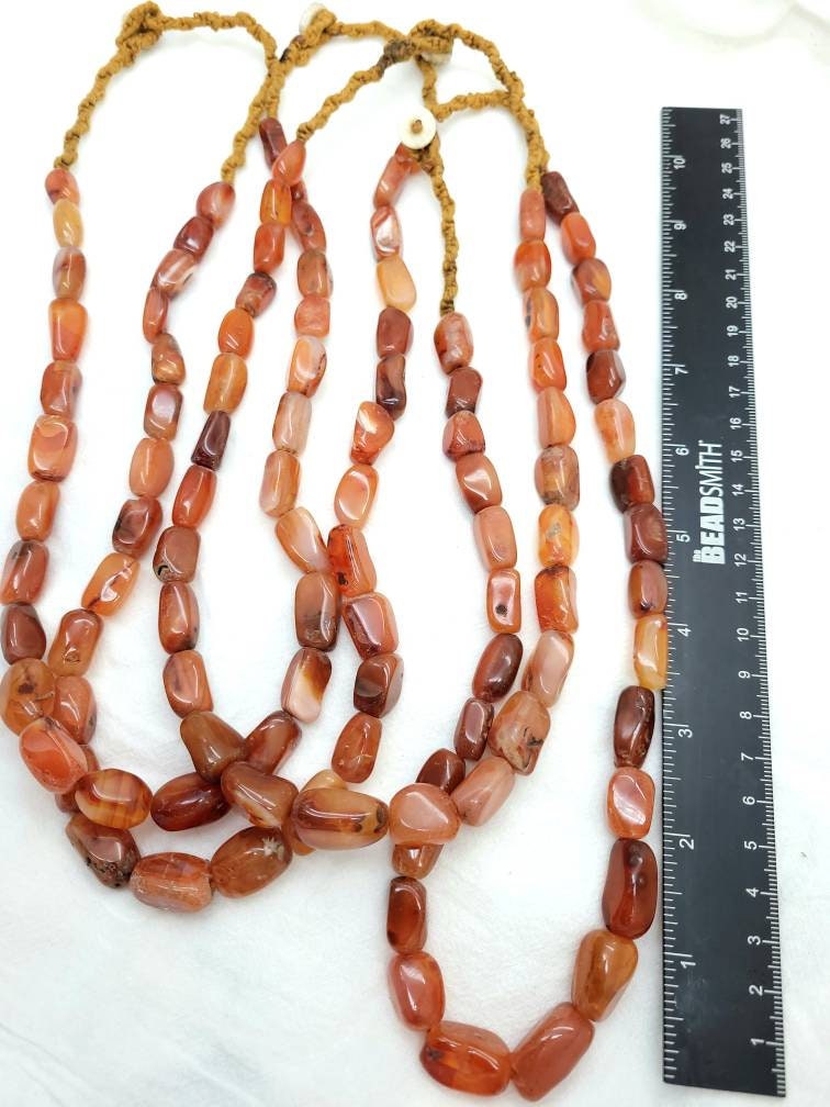 Old Carnelian Necklace / Vintage African Carnelian / Vintage Carnelian Beads / Necklace 11-13 Inches / Jewelry Supplies.