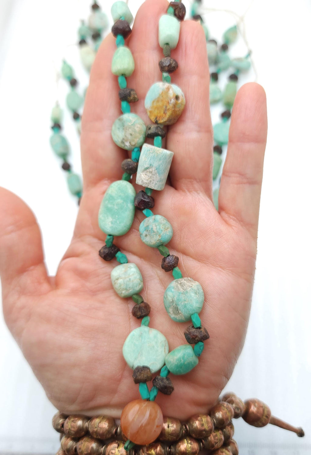 New arrival! Old Amazonite Strand 13-14", Genuine Ancient Amazonite From Afghanistan, Healing Stones, Jewelry Making Supplies.