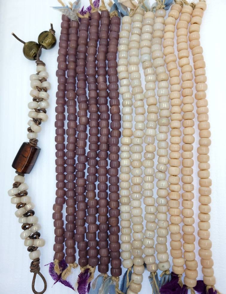 Beautiful High Quality 6x9mm Pony Beads Choose Champagne Beige-Pale Pink-Purple Opal 8" Strand, Jewelry Supplies, Tribal, Navajo, Etnico.