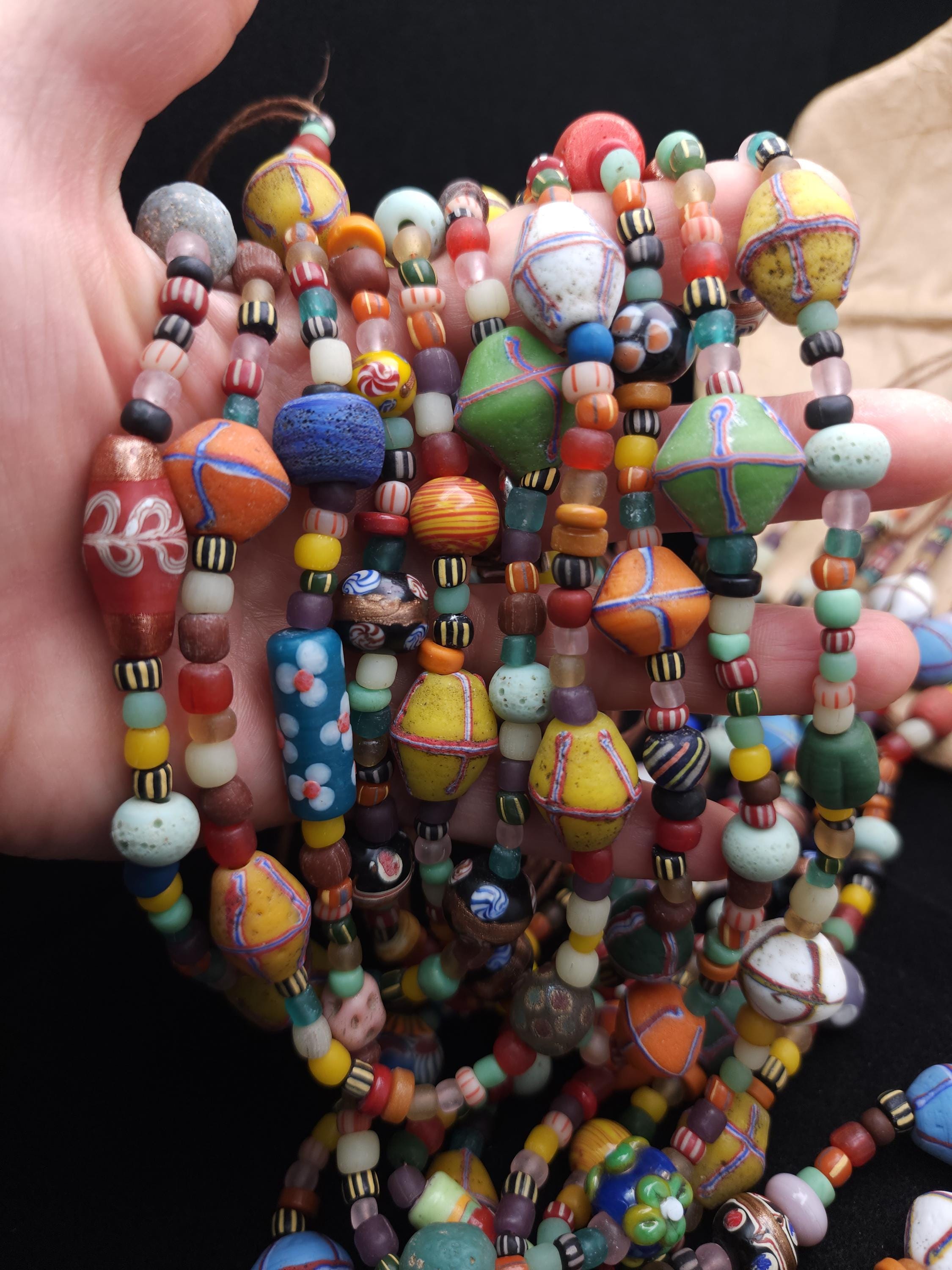 Large Variety of Funny Indonesian Beads and Colorful Beads, Full Strand 17-18" 6-25mm, Jewelry Making Supplies, Java, Indonesia, Thai Beads.