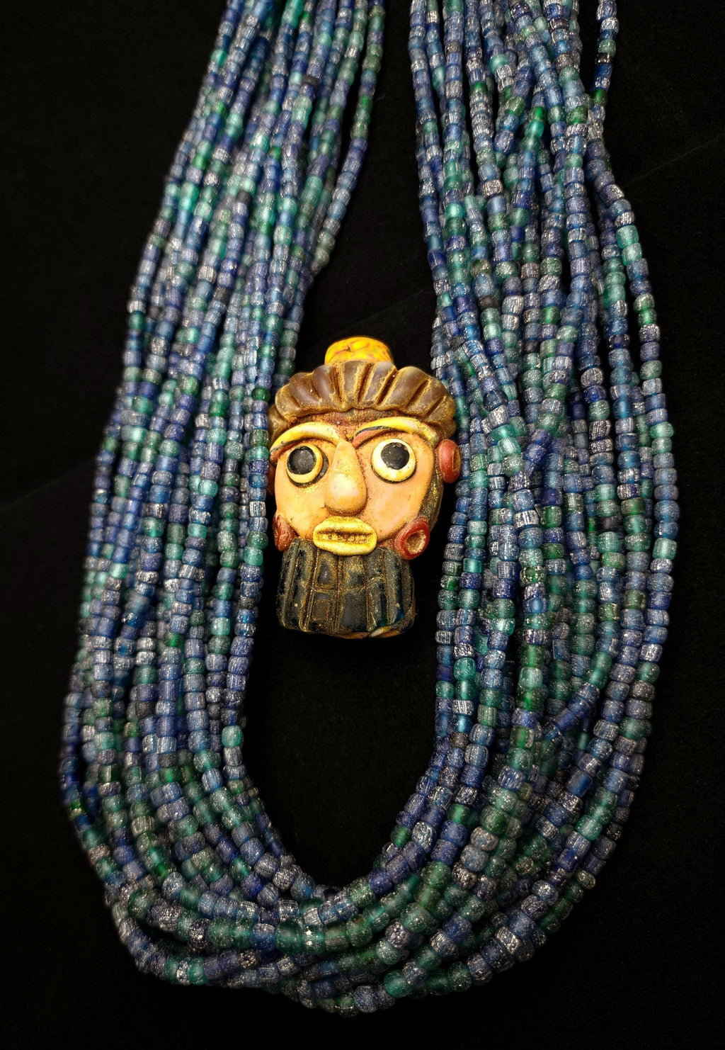 Boho Rustic Glass Beads from Indonesia 4-6×3-5mm Strand 22" [166 Beads], Blue & Green Handmade Beads, Craft Jewelry DIY.